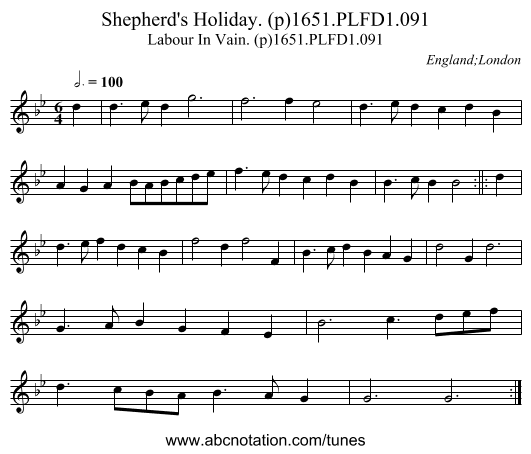 Shepherd's Holiday. (p)1651.PLFD1.091 - staff notation
