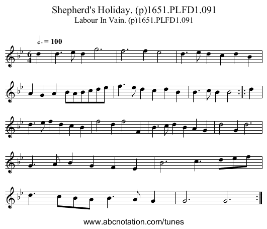 Shepherd's Holiday. (p)1651.PLFD1.091 - staff notation