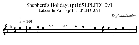 Shepherd's Holiday. (p)1651.PLFD1.091 - staff notation