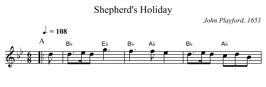 Shepherd's Holiday - staff notation