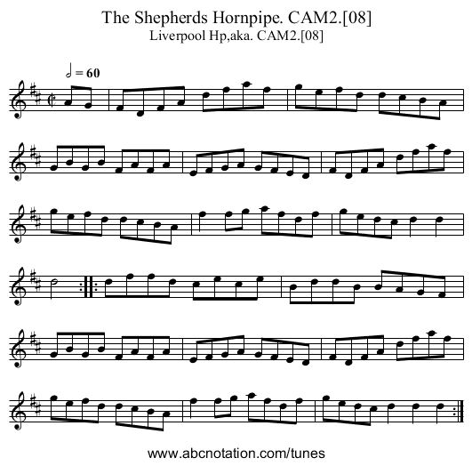 Shepherds Hornpipe. CAM2.[08], The - staff notation