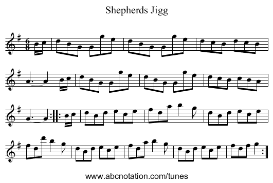 Shepherds Jigg - staff notation