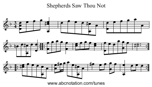 Shepherds Saw Thou Not - staff notation