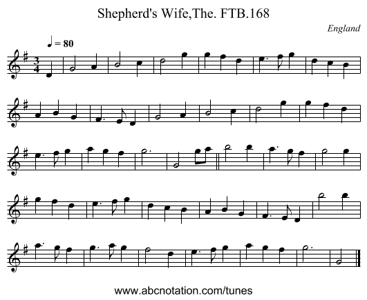Shepherd's Wife,The. FTB.168 - staff notation