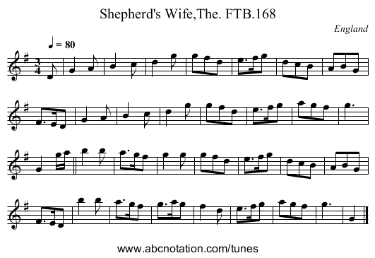 Shepherd's Wife,The. FTB.168 - staff notation