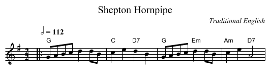 Shepton Hornpipe - staff notation