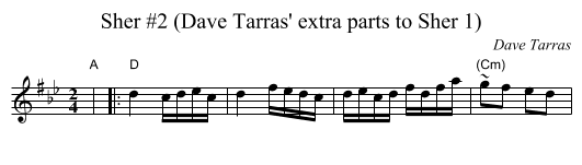 Sher #2 (Dave Tarras' extra parts to Sher 1) - staff notation