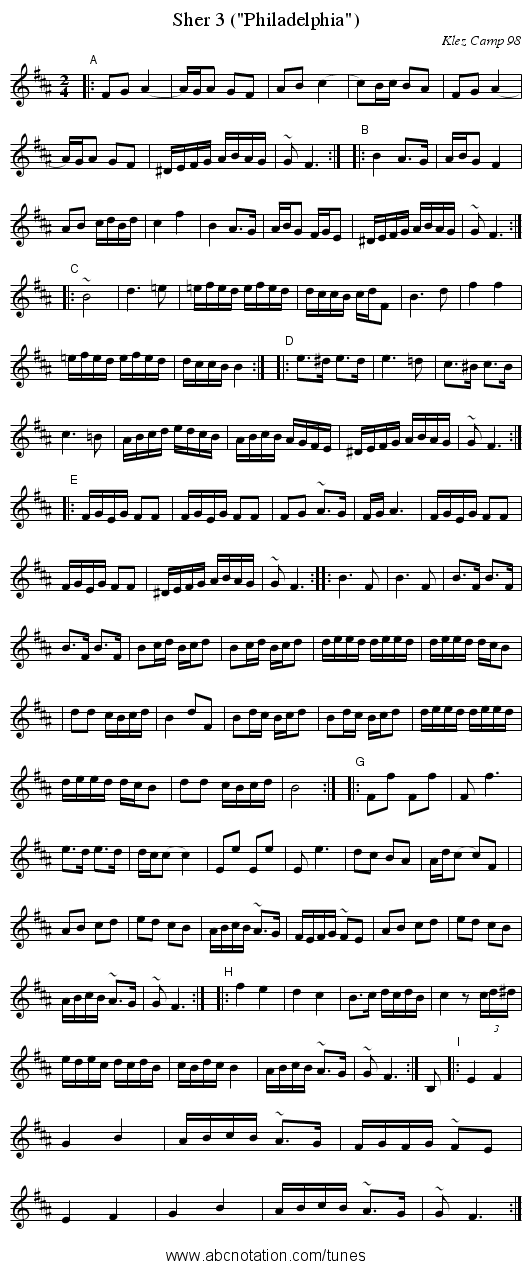 Sher 3 (Philadelphia) - staff notation
