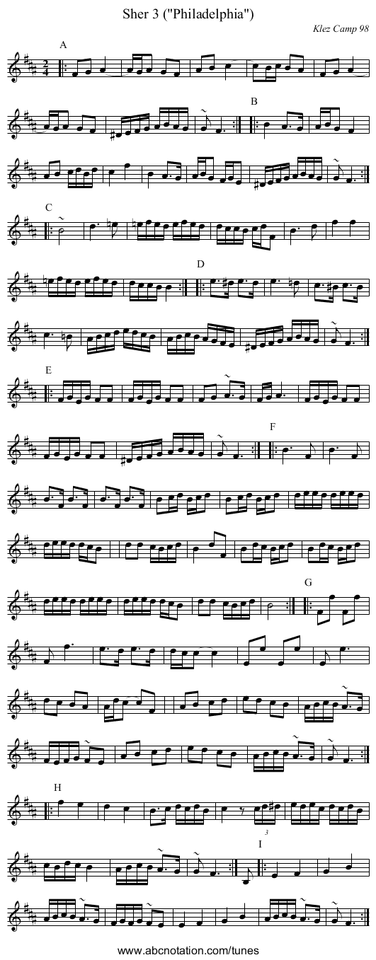 Sher 3 (Philadelphia) - staff notation
