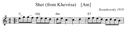 Sher (from Khevrisa)    [Am] - staff notation