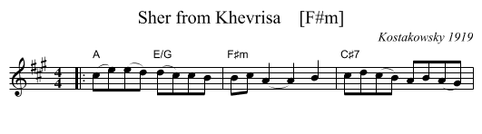 Sher from Khevrisa    [F#m] - staff notation