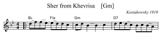 Sher from Khevrisa    [Gm] - staff notation
