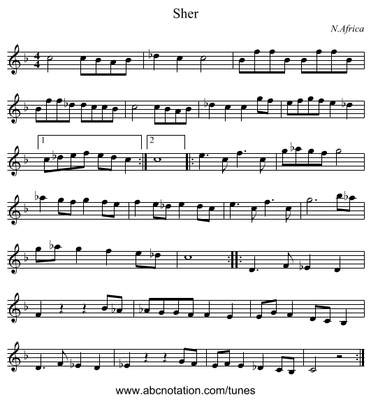 Sher - staff notation