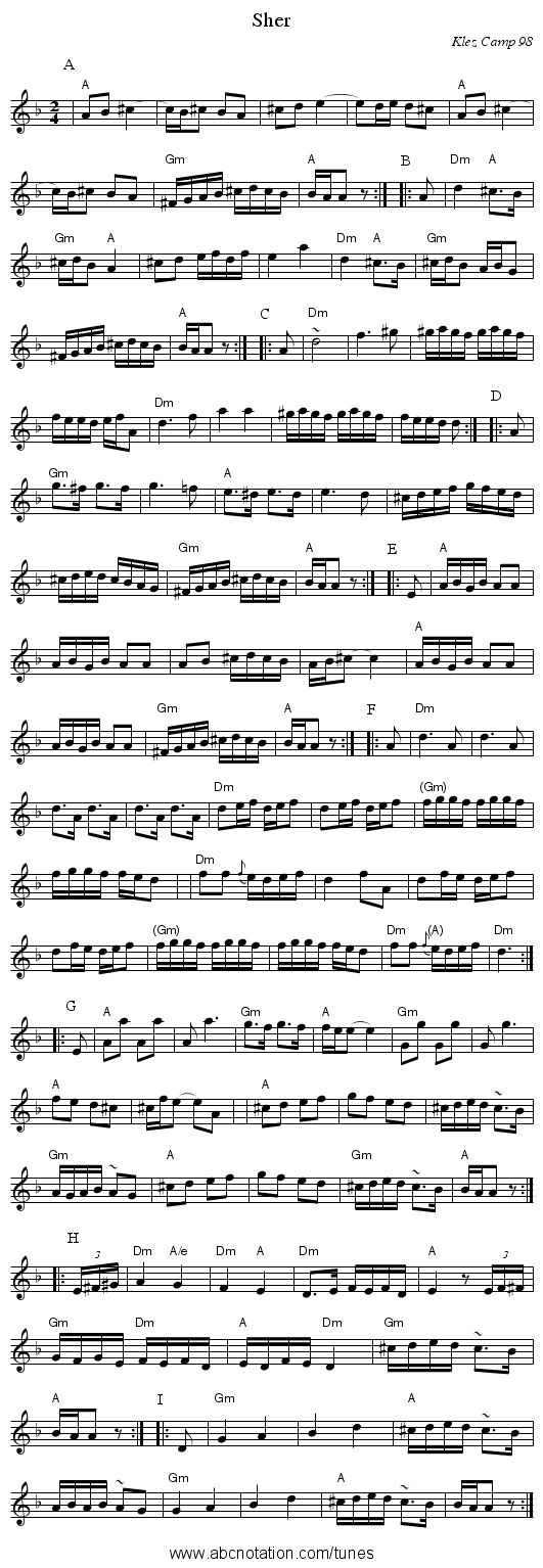 Sher - staff notation