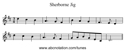Sherborne Jig - staff notation