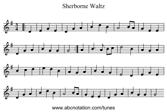 Sherborne Waltz - staff notation