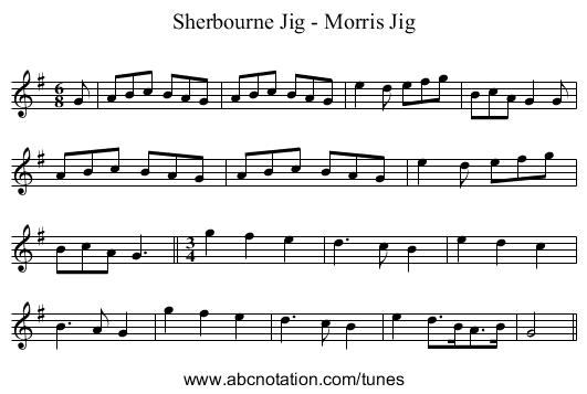Sherbourne Jig - Morris Jig - staff notation