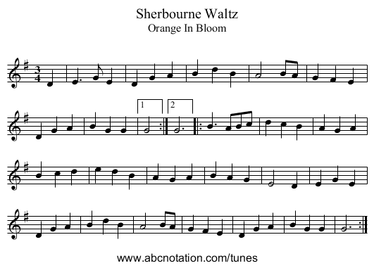 Sherbourne Waltz - staff notation