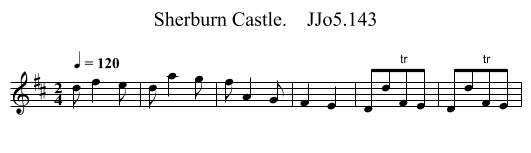 Sherburn Castle.    JJo5.143 - staff notation