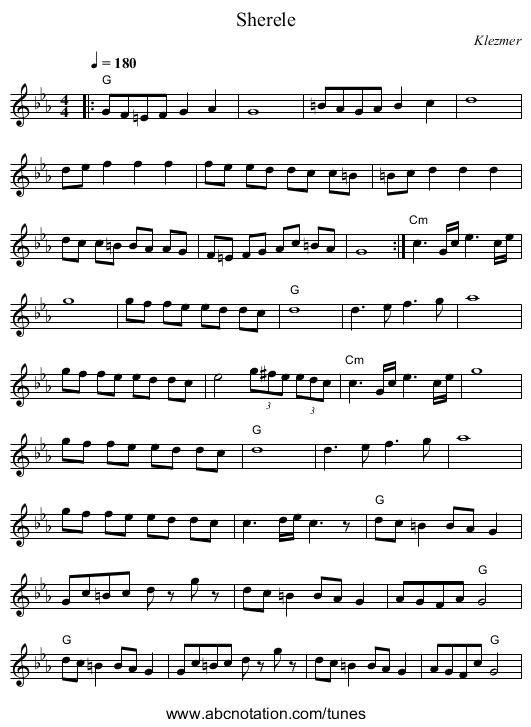 Sherele - staff notation