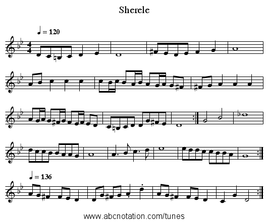 Sherele - staff notation