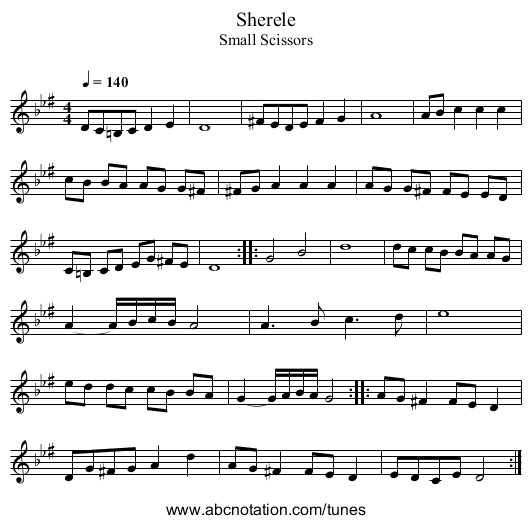 Sherele - staff notation