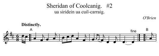 Sheridan of Coolcanig.   #2 - staff notation