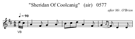 Sheridan Of Coolcanig   (air)   0577 - staff notation