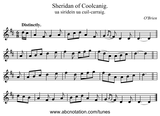 Sheridan of Coolcanig. - staff notation