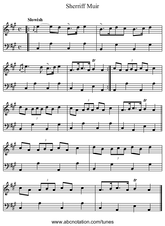 Sherriff Muir - staff notation