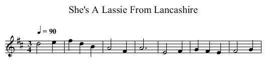 She's A Lassie From Lancashire - staff notation