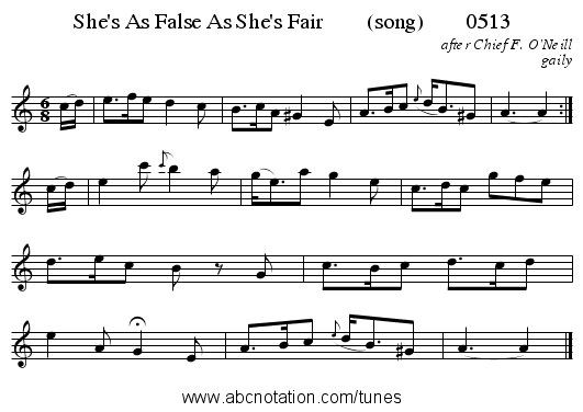 She's As False As She's Fair        (song)        0513 - staff notation