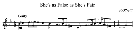 She's as False as She's Fair - staff notation