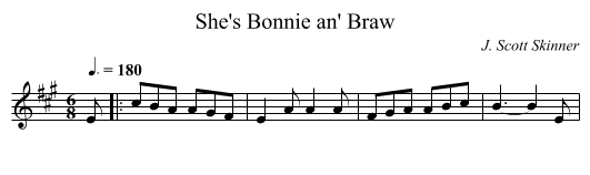 She's Bonnie an' Braw - staff notation