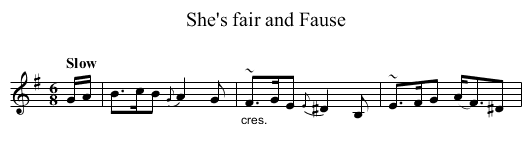 She's fair and Fause - staff notation