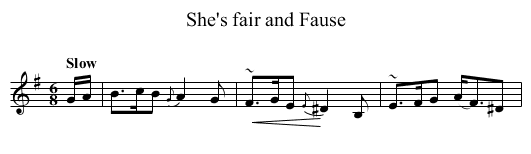 She's fair and Fause - staff notation