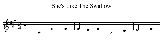 She's Like The Swallow - staff notation