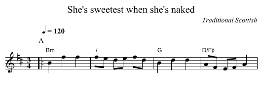 She's sweetest when she's naked - staff notation