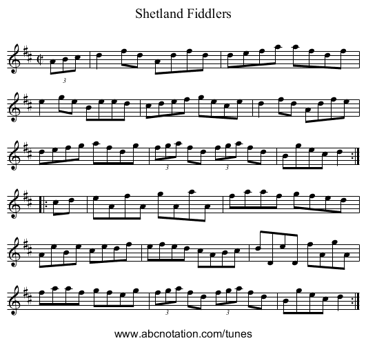 Shetland Fiddlers - staff notation