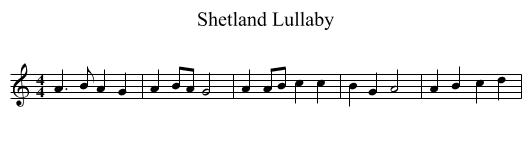 Shetland Lullaby - staff notation