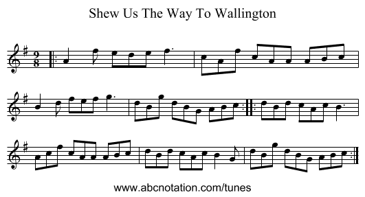 Shew Us The Way To Wallington - staff notation