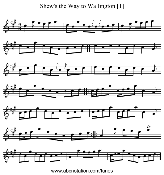 Shew's the Way to Wallington [1] - staff notation
