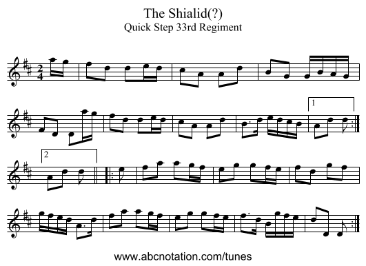 Shialid(?), The - staff notation