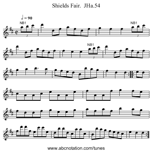 Shields Fair.  JHa.54 - staff notation