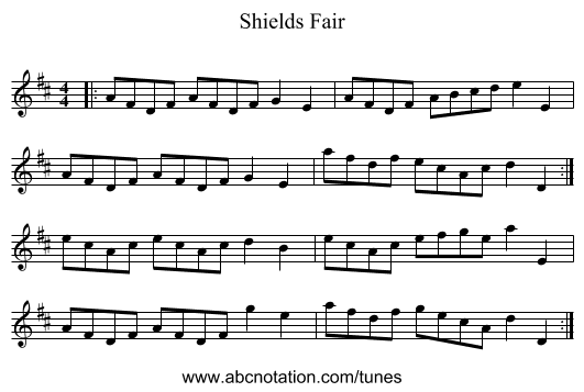 Shields Fair - staff notation