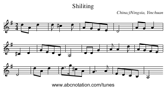 Shiliting - staff notation
