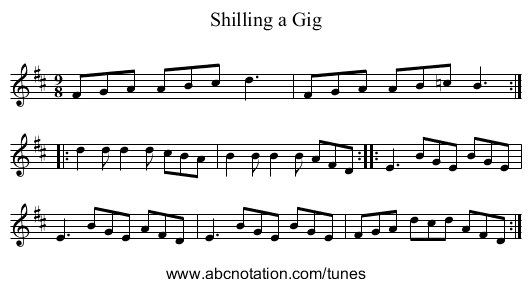 Shilling a Gig - staff notation