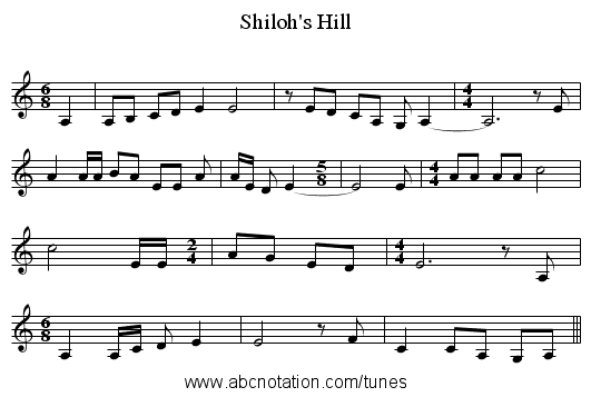 Shiloh's Hill - staff notation