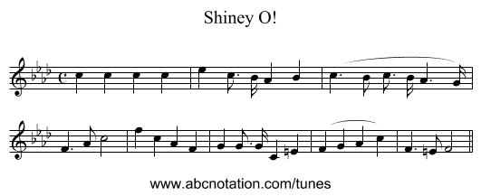 Shiney O! - staff notation