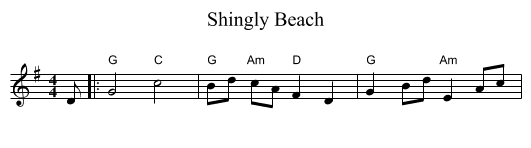 Shingly Beach - staff notation